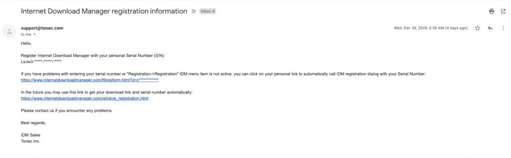 fake idm registration serial number